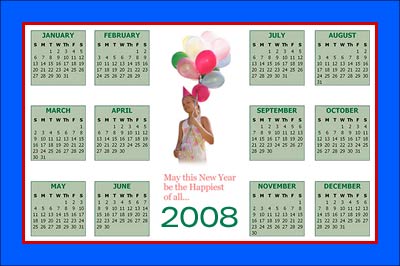 new year calendar 2008